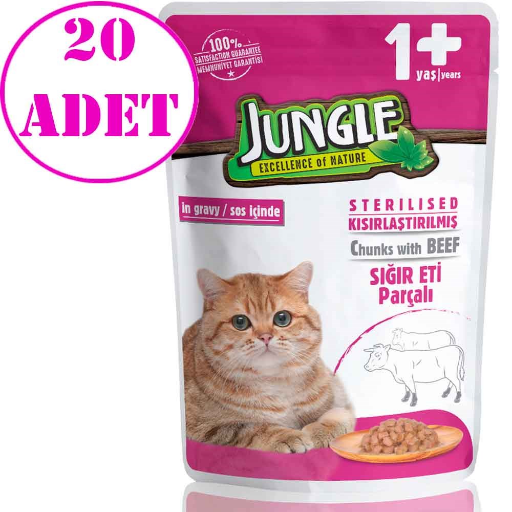 Jungle Kısır Kedi Konservesi Biftekli Jelli 100 Gr 20 AD 32115574 Amazon Pet Center