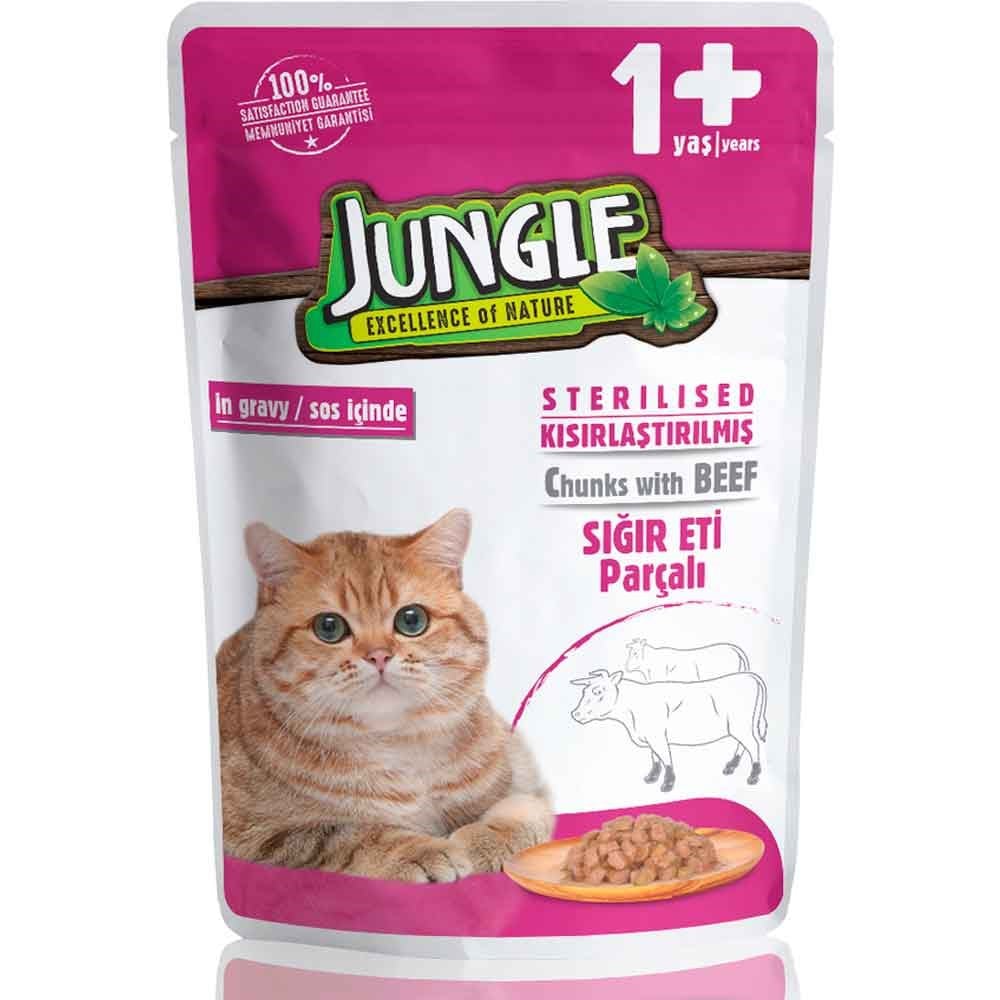 Jungle Kısır Kedi Konservesi Biftekli Jelli 100 Gr 8681299601394 Amazon Pet Center