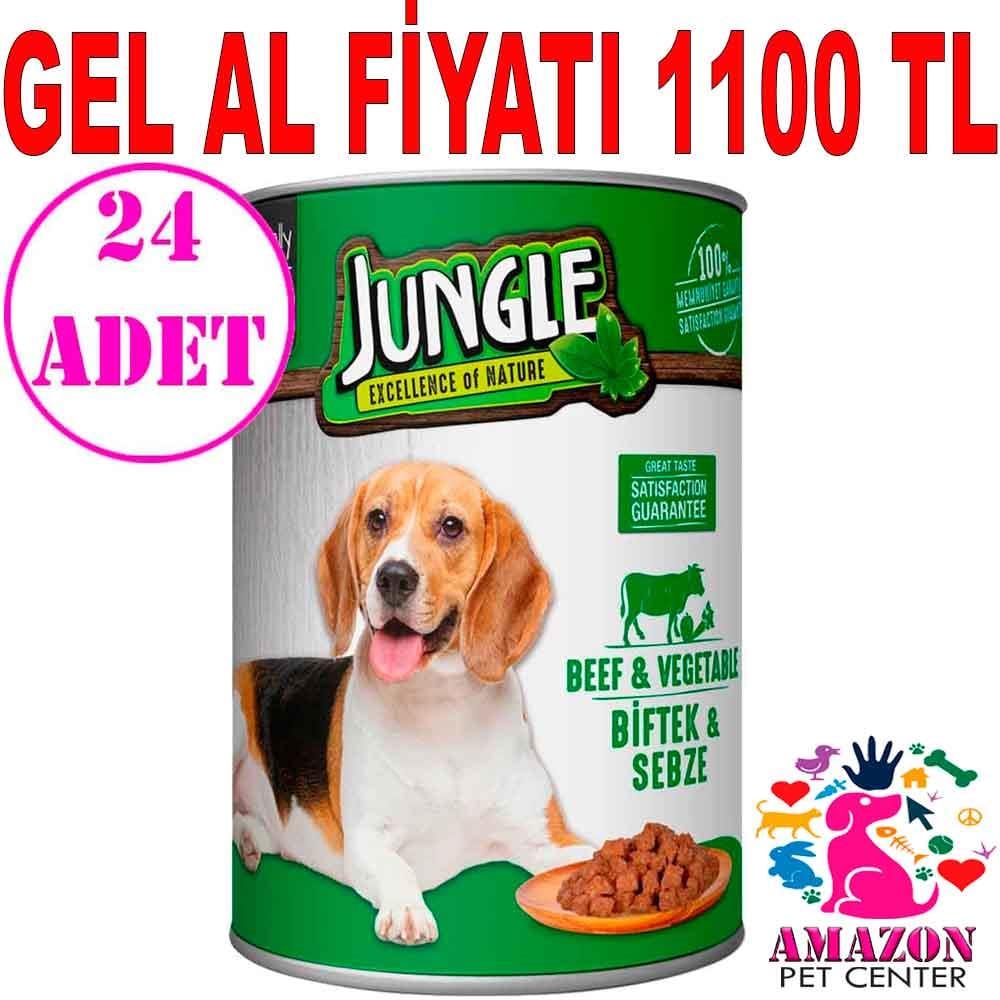 Jungle Köpek Konservesi Biftekli Sebzeli 415 GR 24 AD 20941000 Amazon Pet Center