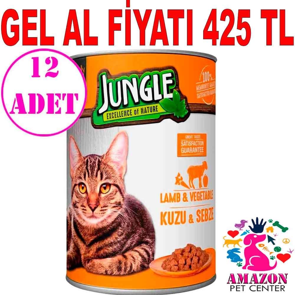 Jungle Kuzu Etli Sebzeli Kedi Konservesi 415 gr 12 AD 18866001 Amazon Pet Center