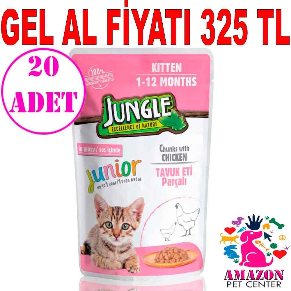 Jungle Yavru Kedi Konservesi Tavuklu 100 Gr 20 AD 19088006 Amazon Pet Center