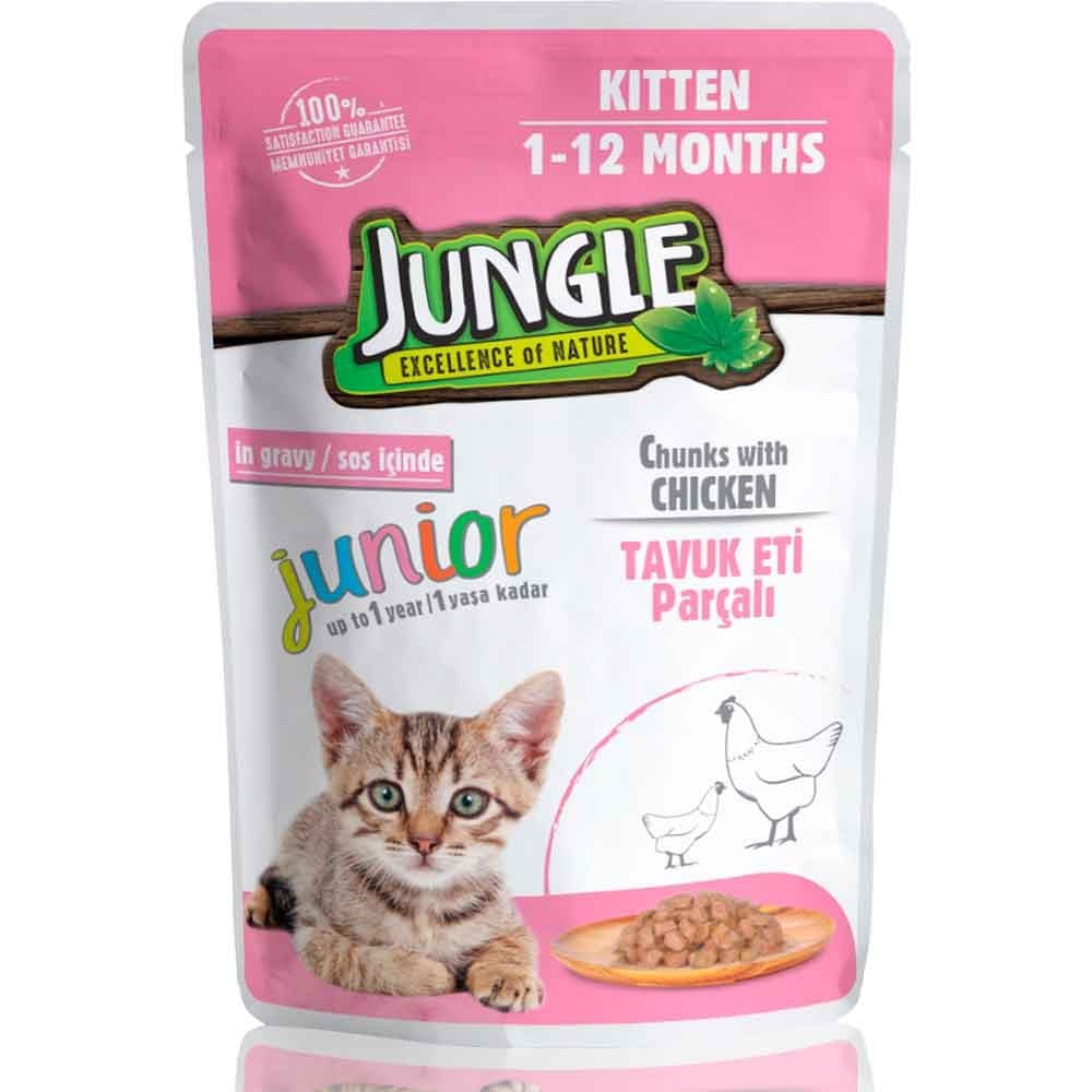 Jungle Yavru Kedi Konservesi Tavuklu Jelli 100 Gr 8681299600021 Amazon Pet Center