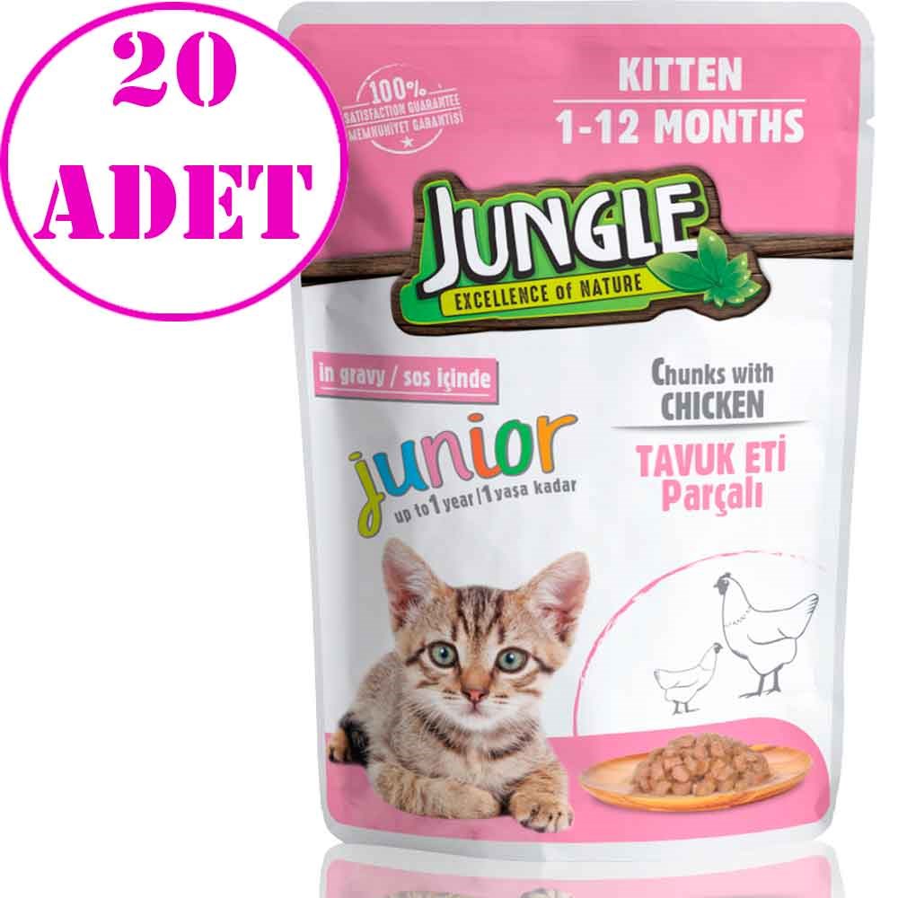 Jungle Yavru Kedi Konservesi Tavuklu Jelli 100 Gr 20 AD 32113426 Amazon Pet Center