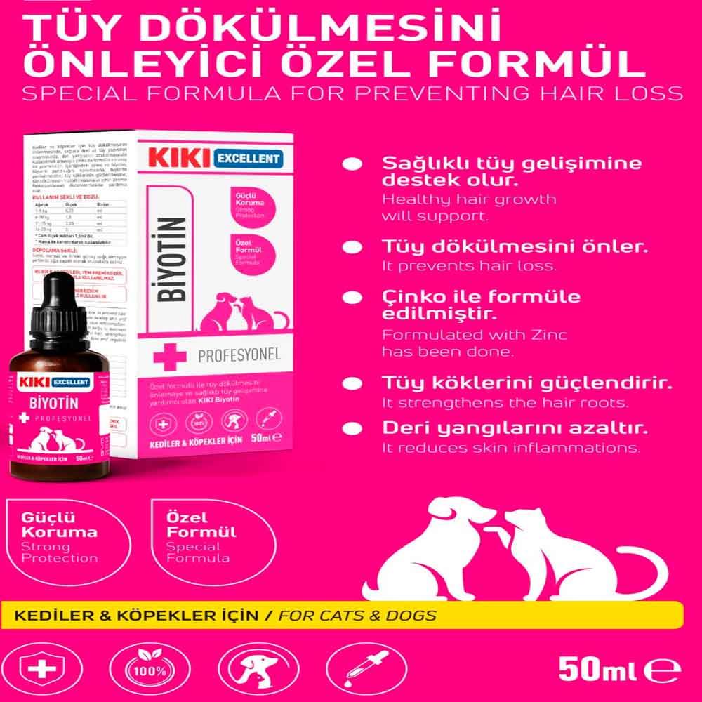 KIKI Excellent Kedi ve Köpek İçin Biyotin Şurup 50 ml 8683762340366 Amazon Pet Center