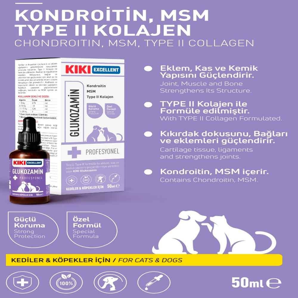 KIKI Excellent Kedi ve Köpek İçin Glukozamin Kondroitin Şurup 50 ml 8683762340342 Amazon Pet Center