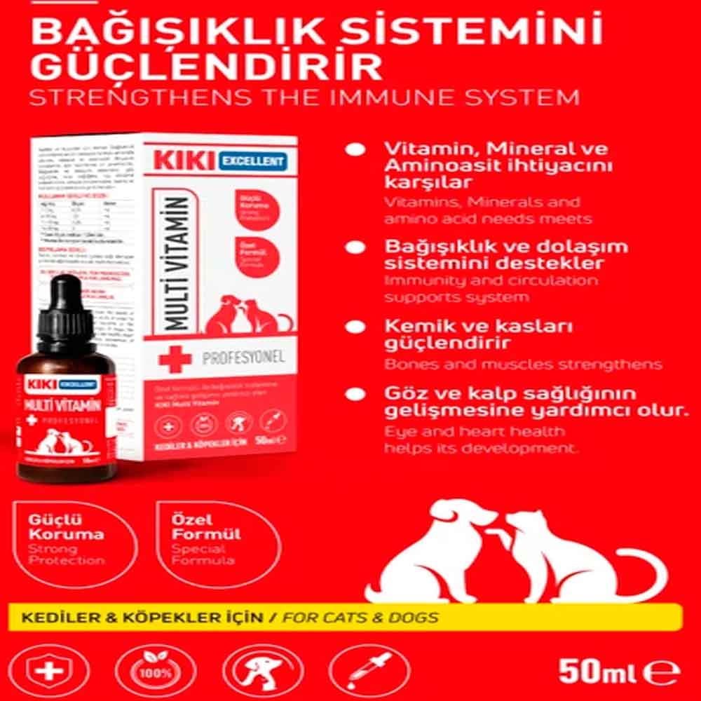 KIKI Excellent Kedi ve Köpek İçin Multi Vitamin Şurup 50 ml 8683762340328 Amazon Pet Center