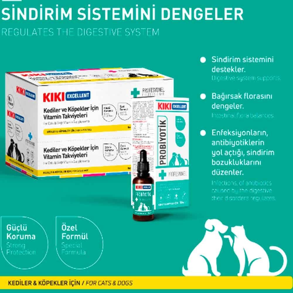 KIKI Excellent Kedi ve Köpek İçin Probiyotik Şurup 50 ml 8683762340304 Amazon Pet Center