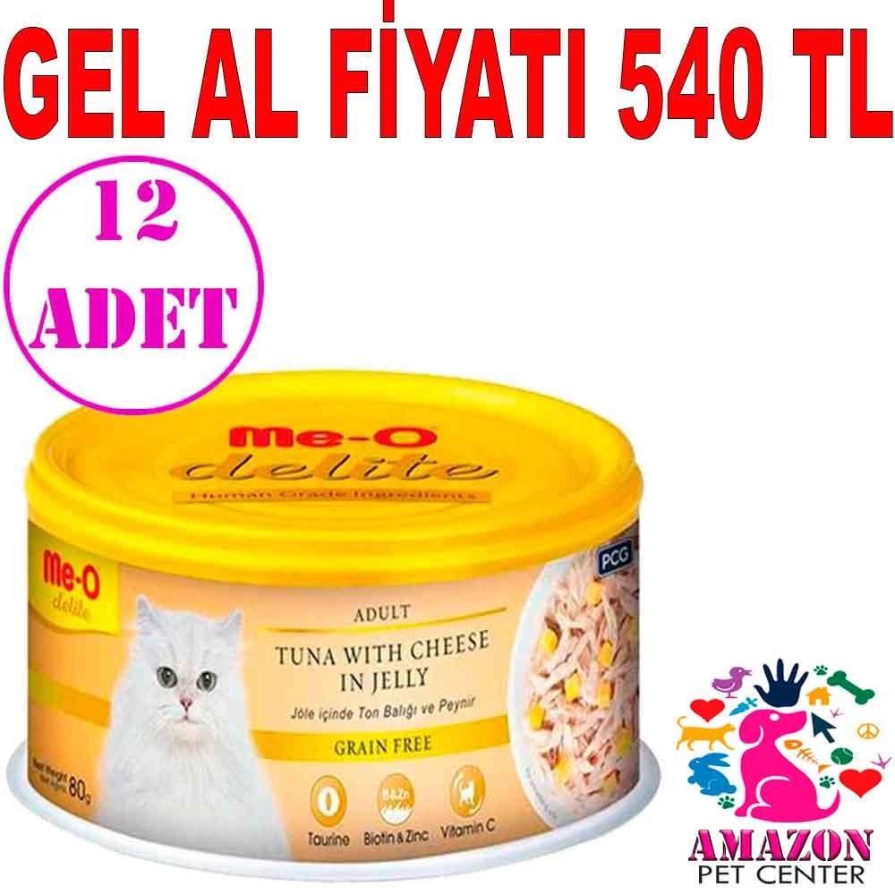 Meo Delite Ton Balıklı ve Peynirli Tahılsız Yetişkin Kedi Konservesi 80 Gr 12 AD 20455002 Amazon Pet Center