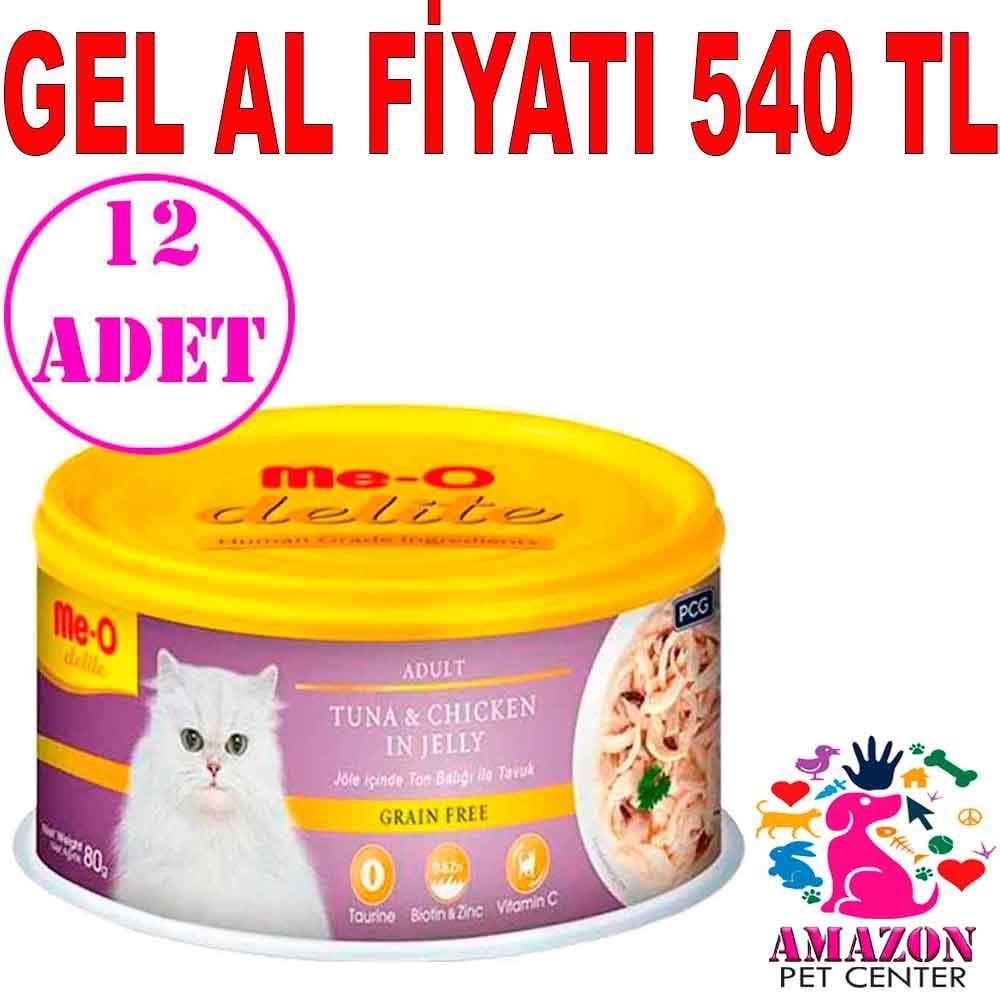 Meo Delite Ton Balıklı ve Tavuklu Tahılsız Kedi Konservesi 80 Gr 12 AD 19821009 Amazon Pet Center