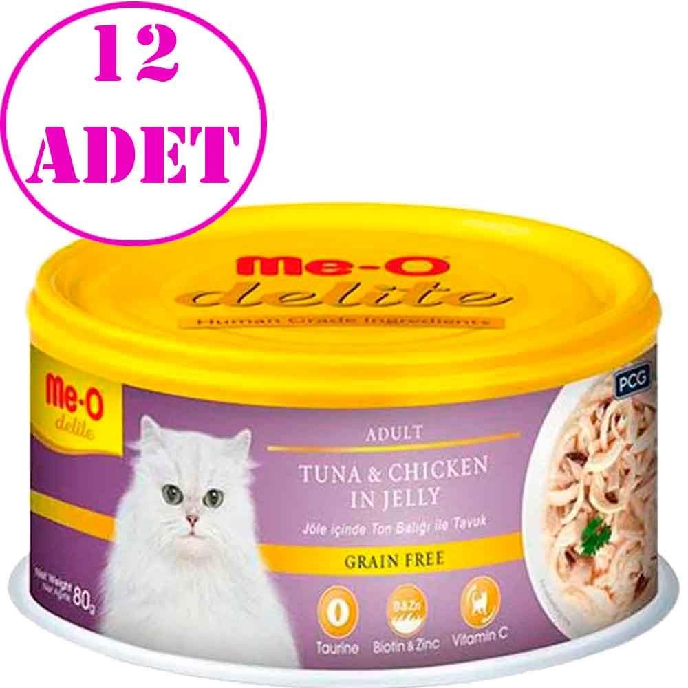 Meo Delite Ton Balıklı ve Tavuklu Tahılsız Kedi Konservesi 80 Gr 12 AD 19820002 Amazon Pet Center