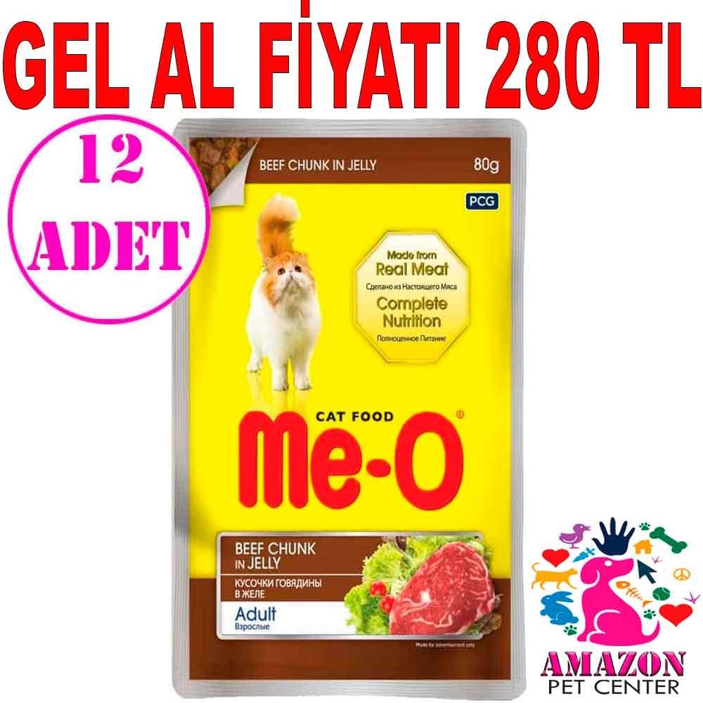 Meo Pouch Jöle İçinde Dana Etli Kedi Konservesi 80 Gr 12 AD 19801001 Amazon Pet Center
