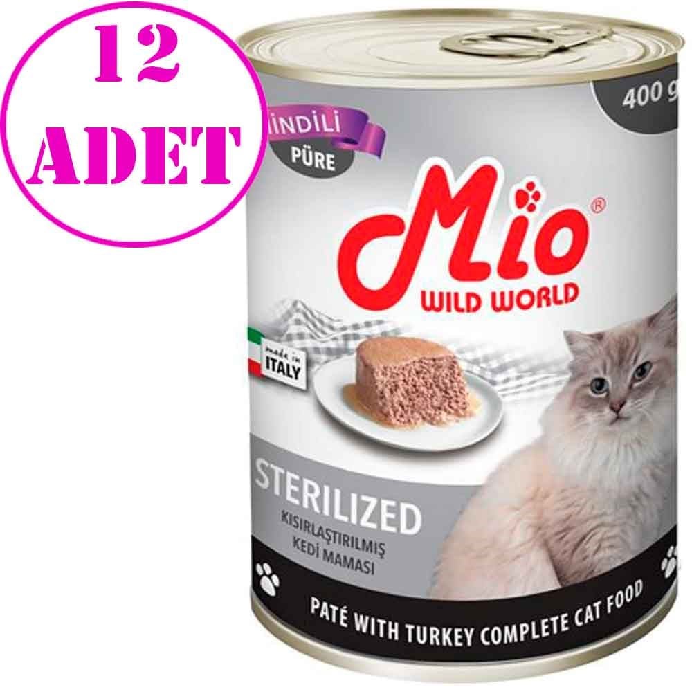 Mio Kısırlaştırılmış Kedi Konservesi Hindi Etli Püre 400 Gr 12 AD 32115482 Amazon Pet Center