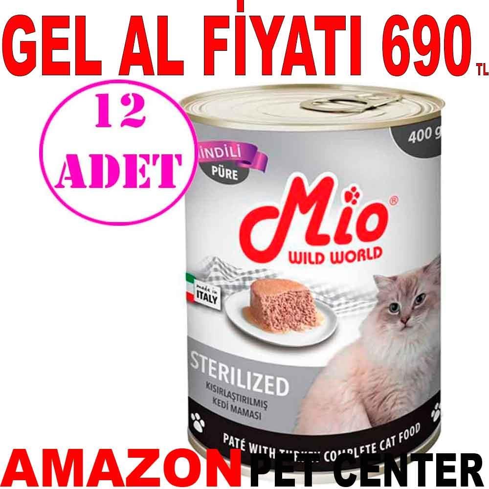 Mio Kısırlaştırılmış Kedi Konservesi Hindi Etli Püre 400 Gr 12 AD 18012002 Amazon Pet Center