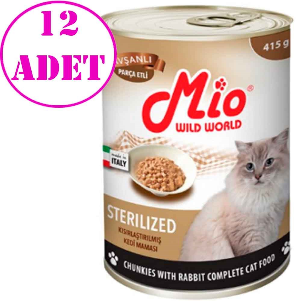 Mio Kısırlaştırılmış Kedi Konservesi Tavşanlı Parça Etli 415 Gr 12 AD 32115475 Amazon Pet Center