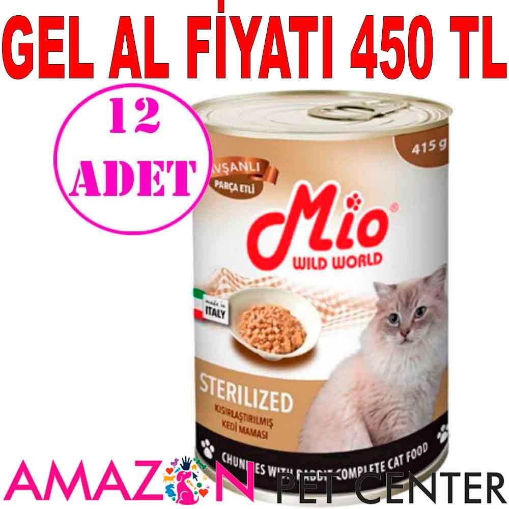 Mio Kısırlaştırılmış Kedi Konservesi Tavşanlı Parça Etli 415 Gr 12 AD 18013009 Amazon Pet Center