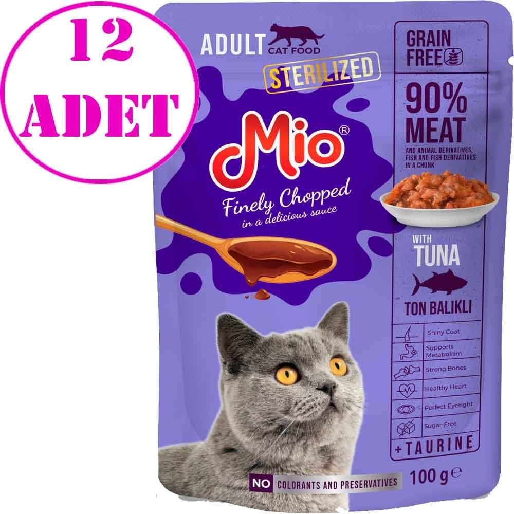 Mio Sterilised Kedi Yaş Mama Tuna Etli 100 Gr 12 AD 18875003 Amazon Pet Center