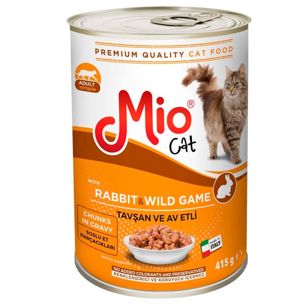 Mio Tavşan ve Av Hayvanlı Yetişkin Kedi Konservesi 415 gr 8680067146013 Amazon Pet Center
