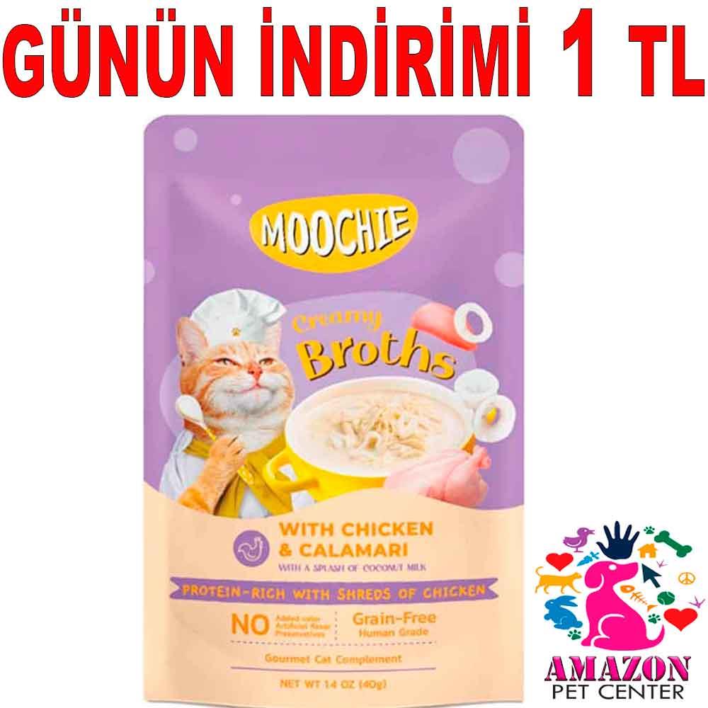 Moochie Kalamarlı Tavuklu Kedi Çorbası 40 Gr İNDİRM Amazon Pet Center