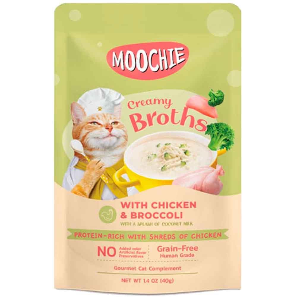 Moochie Kedi Çorbası Parça Tavuk Etli ve Brokolili Tahılsız 40 Gr 8859710201939 Amazon Pet Center