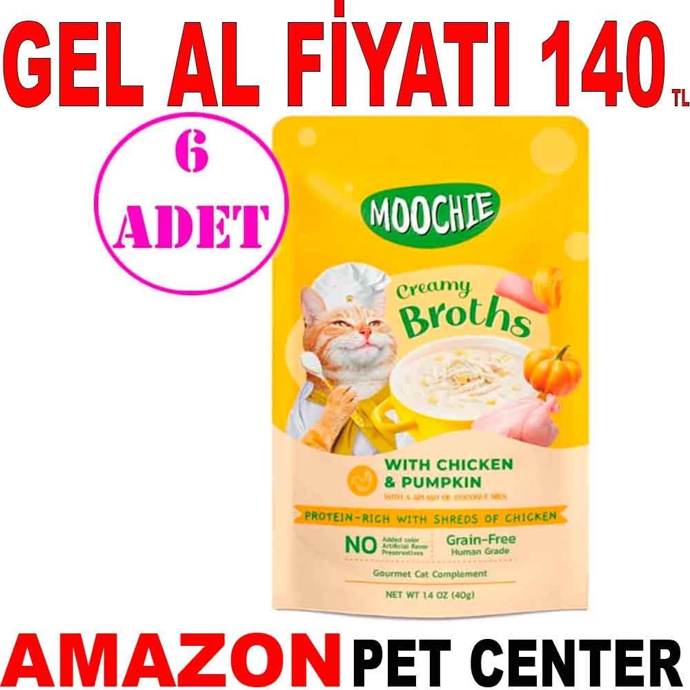 Moochie Kedi Çorbası Parça Tavuklu Balkabaklı Tahılsız 40 Gr 6 AD 19924007 Amazon Pet Center