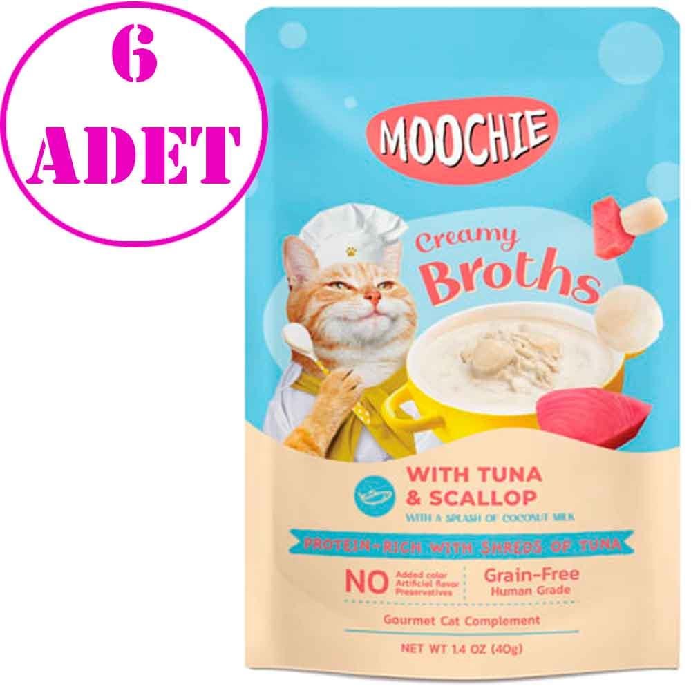 Moochie Kedi Çorbası Parça Ton Balığı Deniz Tarağı Tahılsız 40 Gr 6 AD 32135237 Amazon Pet Center