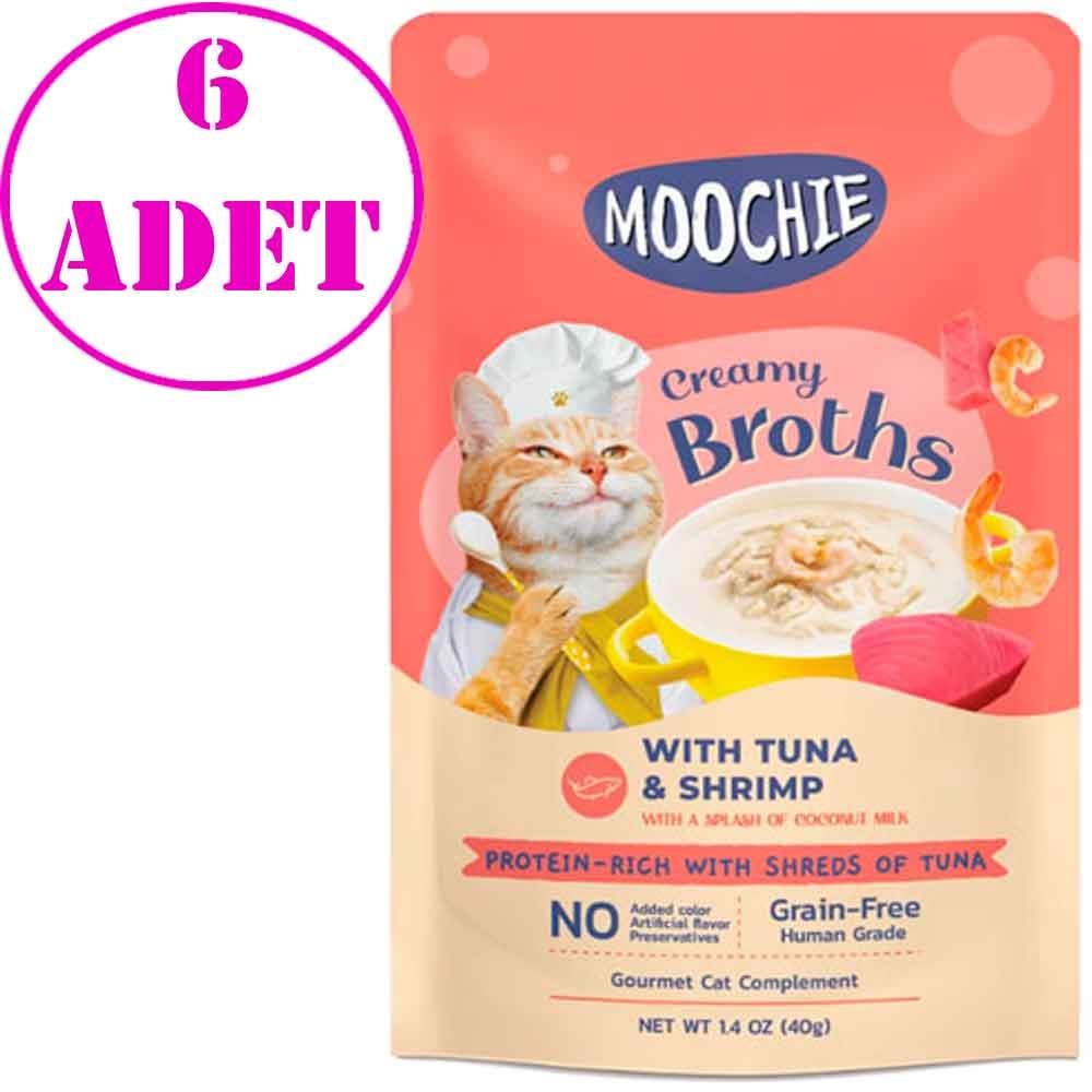Moochie Kedi Çorbası Parça Ton Balığı Karides Tahılsız 40 Gr 6 AD 32135312 Amazon Pet Center