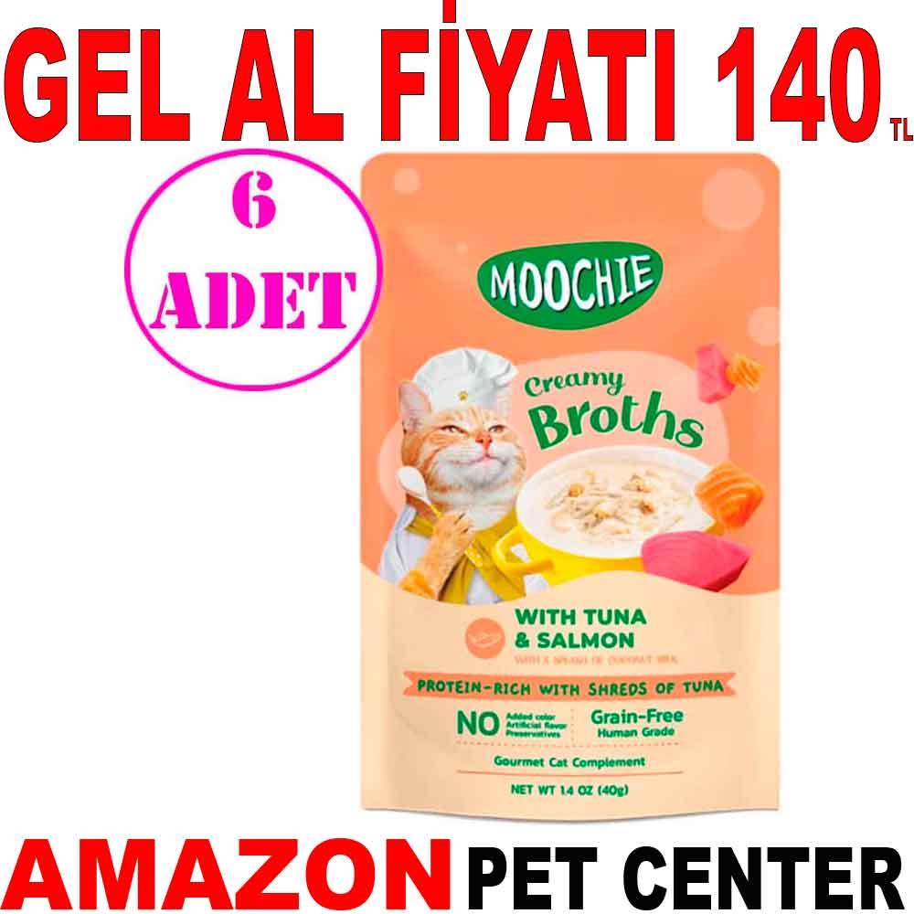 Moochie Kedi Çorbası Parça Ton Balığı Somon Tahılsız 40 Gr 6 AD 19926001 Amazon Pet Center