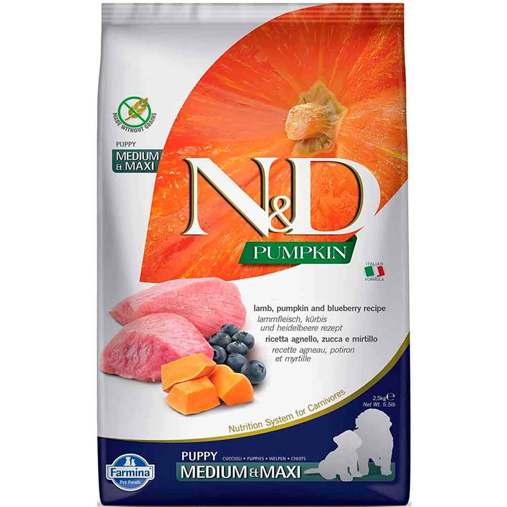 ND Bal Kabaklı Kuzulu ve Yaban Mersinli Orta ve Büyük Irk Tahılsız Yavru Köpek Maması 2,5kg 8010276033246 Amazon Pet Center