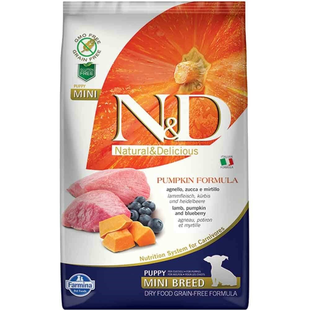 ND Balkabak Kuzu Yaban Mersinli Küçük Irk Yavru Köpek Maması 2,5 kg 8010276033239 N&D Tahılsız Köpek Mamaları Amazon Pet Center
