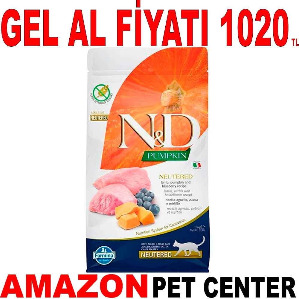 ND Balkabaklı Kuzu Etli Yaban Mersinli Kısırlaştırılmış Kedi Maması 1.5kg 18786002 Amazon Pet Center