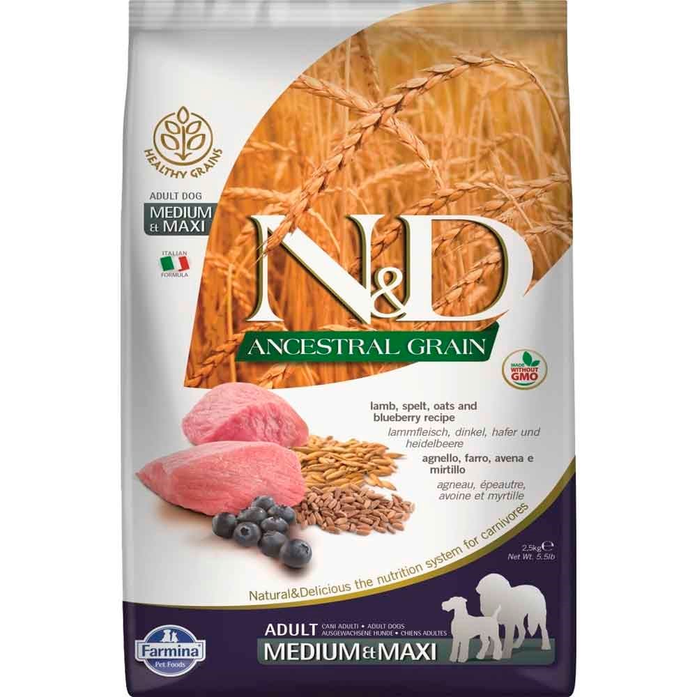 ND Düşük Tahıllı Kuzu Etli Yaban Mersinli Medium Maxi Yetişkin Köpek Maması 2.5 Kg 8010276036278 N&D Tahılsız Köpek Mamaları Amazon Pet Center