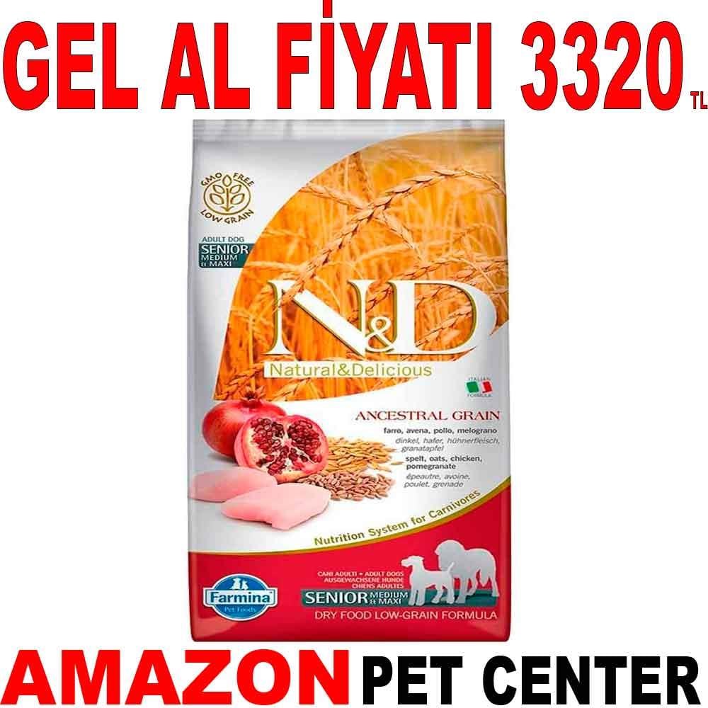 ND Düşük Tahıllı Senior Tavuk ve Narlı Yaşlı Köpek Maması 12 Kg 18805000 Amazon Pet Center