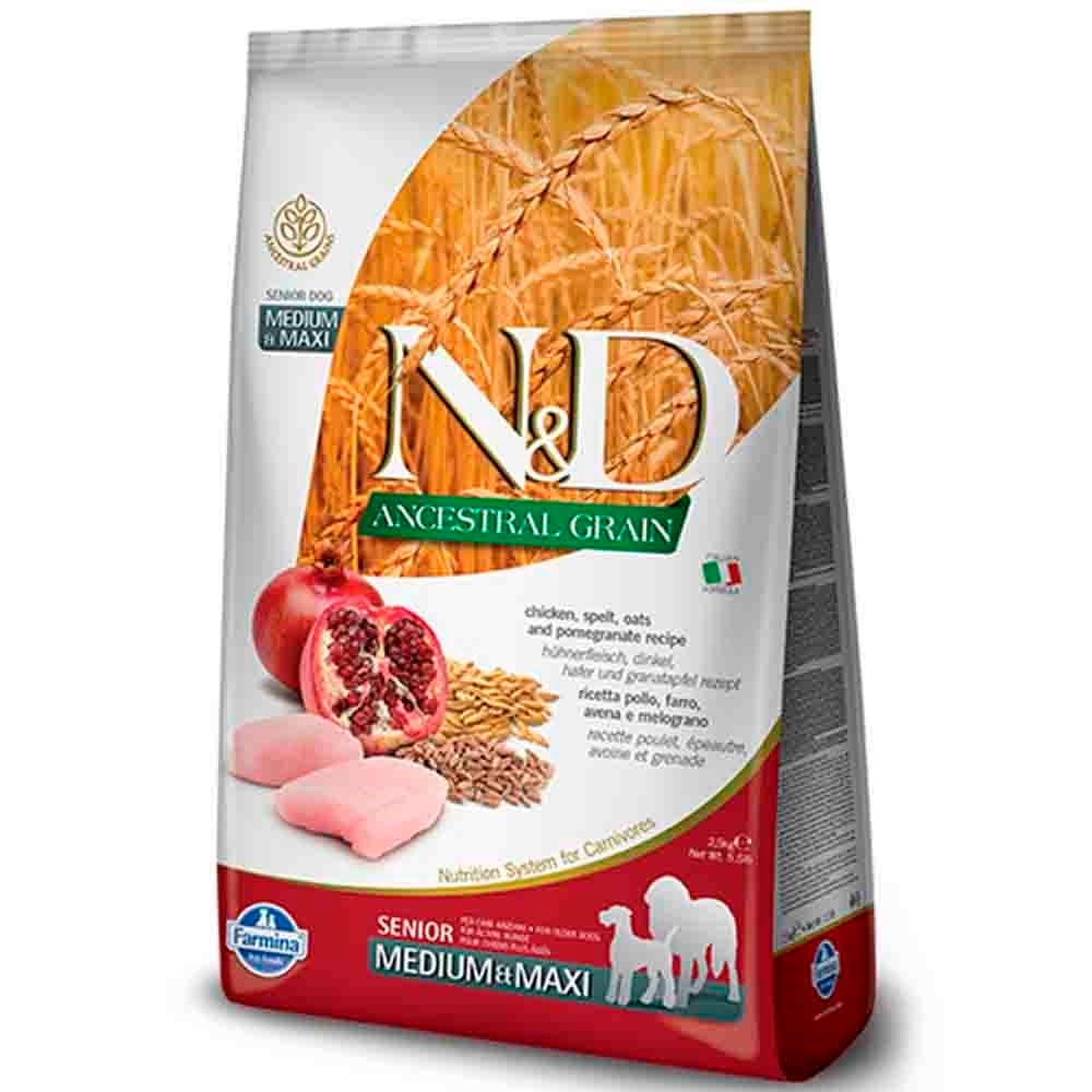 N&D Düşük Tahıllı Tavuk ve Narlı Orta ve Büyük Irk Yaşlı Köpek Maması 2,5 Kg 8010276036414 Amazon Pet Center