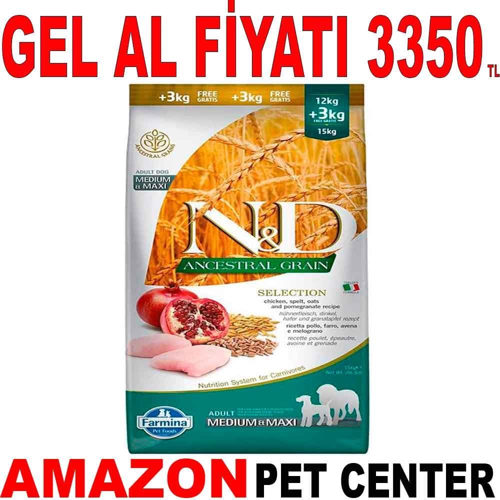 ND Düşük Tahıllı Tavuklu Narlı Medium Maxi Yetişkin Köpek Maması 12+3 Kg 18640007 Amazon Pet Center