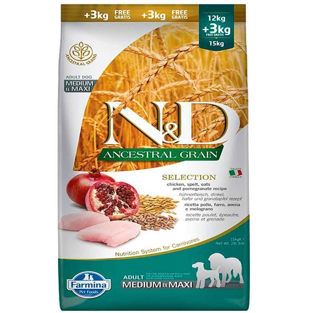 ND Düşük Tahıllı Tavuklu Narlı Medium Maxi Yetişkin Köpek Maması 12+3 Kg 8010276038135 N&D Tahılsız Köpek Mamaları Amazon Pet Center