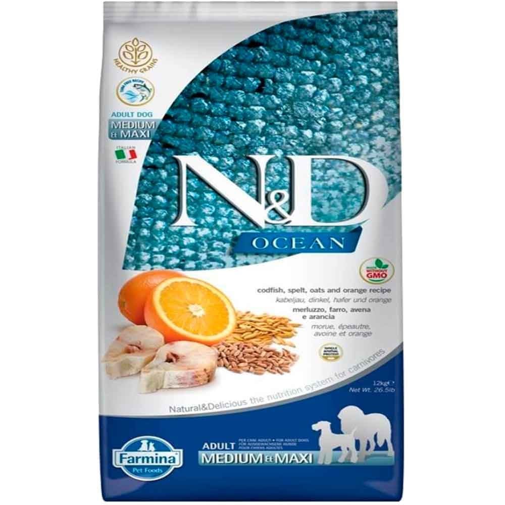 ND Köpek Maması Düşük Tahıllı Morina Balıklı Portakallı 12 kg 8010276036636 Amazon Pet Center