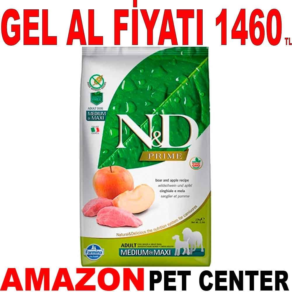 N&D Köpek Maması Yaban Domuzu Elmalı Tahılsız Med. Maxi 2,5 kg 18616002 Amazon Pet Center