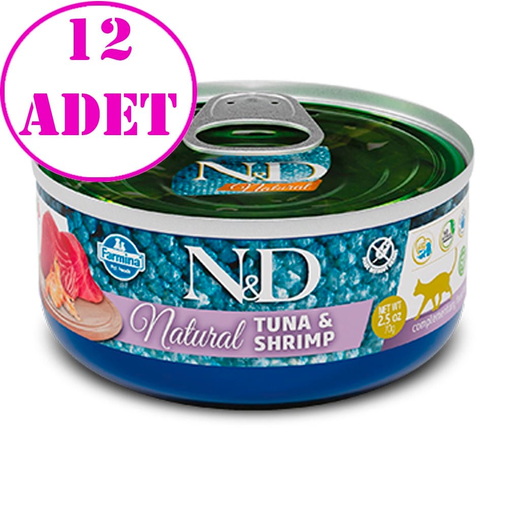 N&D Natural Ton Balıklı Ve Karidesli Yetişkin Kedi Konservesi 70 Gr 12 AD 32132984 Amazon Pet Center