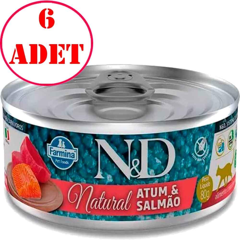 ND Natural Tuna ve Somon Balıklı Kedi Konservesi 70 Gr 6 AD 22135001 Amazon Pet Center