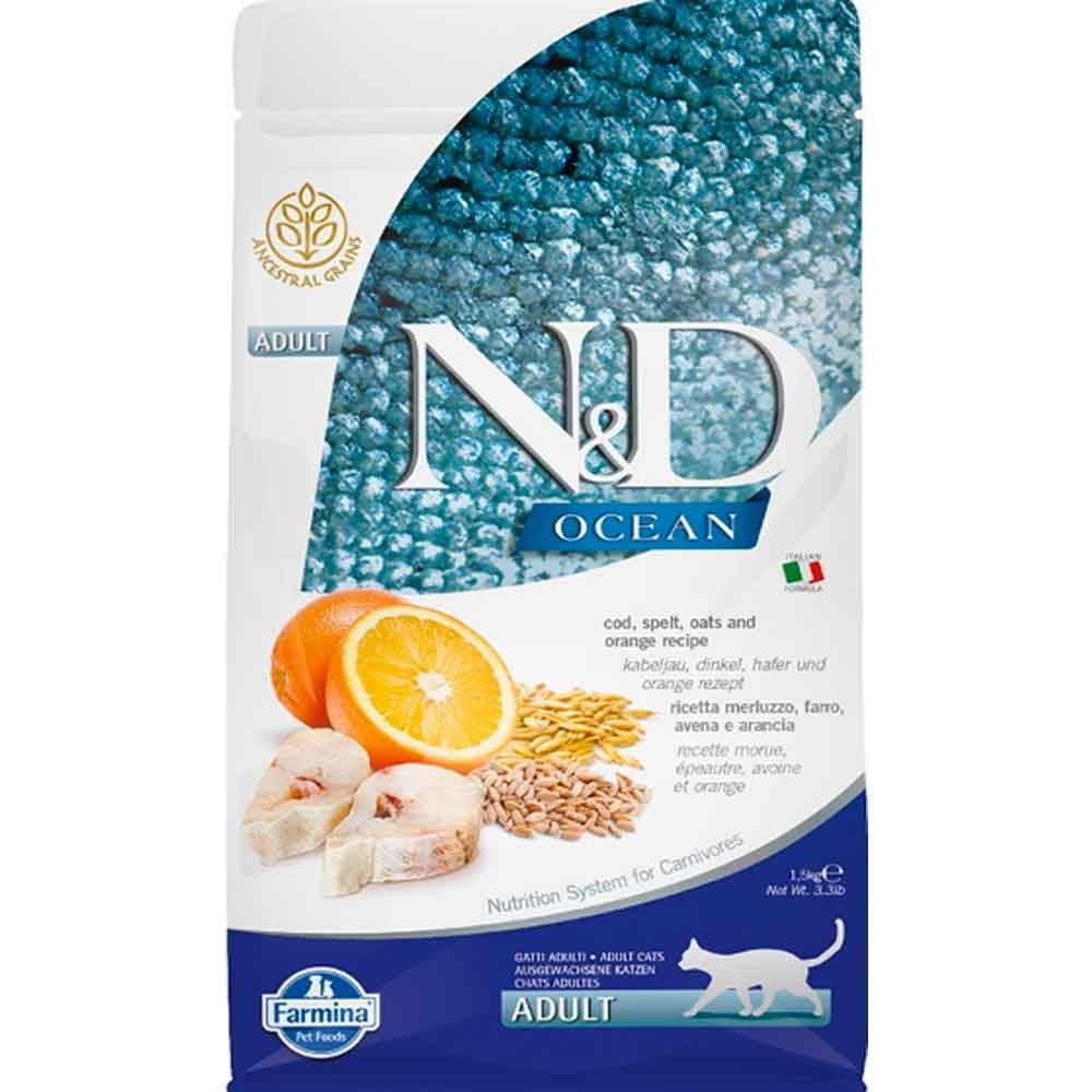 ND Ocean Kedi Maması Morina Balıklı ve Portakallı Düşük Tahıllı 1,5 Kg 8010276036780 Amazon Pet Center