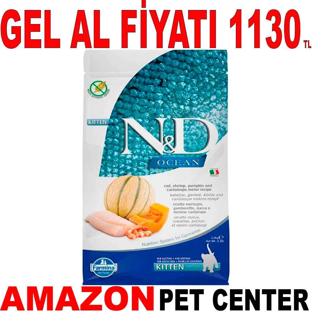 ND Ocean Kitten Balkabaklı Morina Balıklı Yavru Kedi Maması 1.5 Kg 18579000 Amazon Pet Center