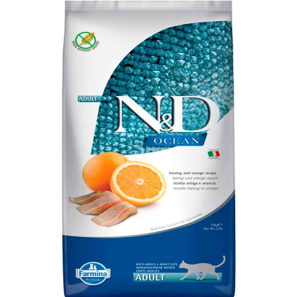 ND Ocean Ringa Balıklı ve Portakallı Tahılsız Yetişkin Kedi Maması 10 kg 8010276036872 Amazon Pet Center