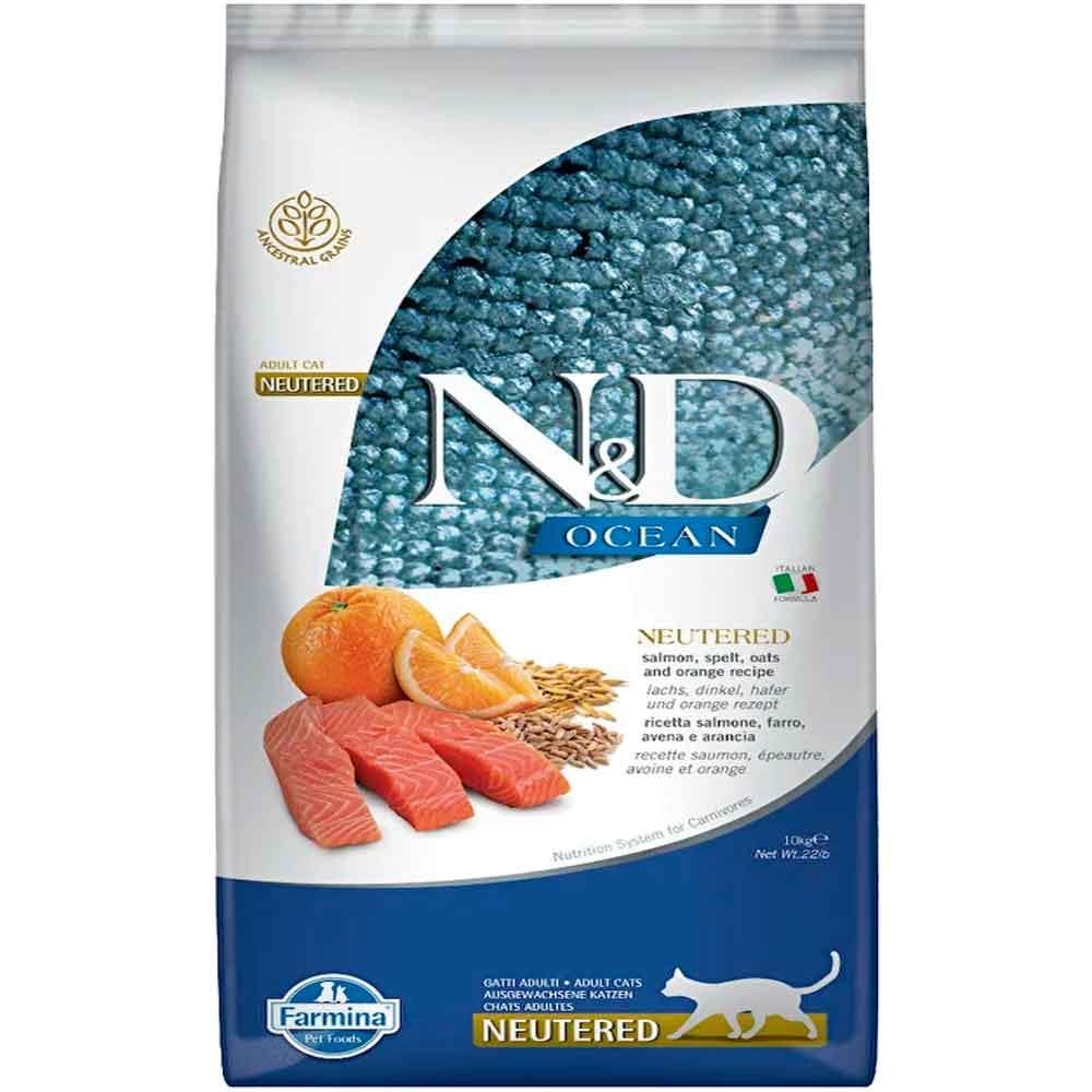 ND Ocean Somonlu ve Portakallı Düşük Tahıllı Kısırlaştırılmış Kedi Maması 10kg 8010276040046 Amazon Pet Center