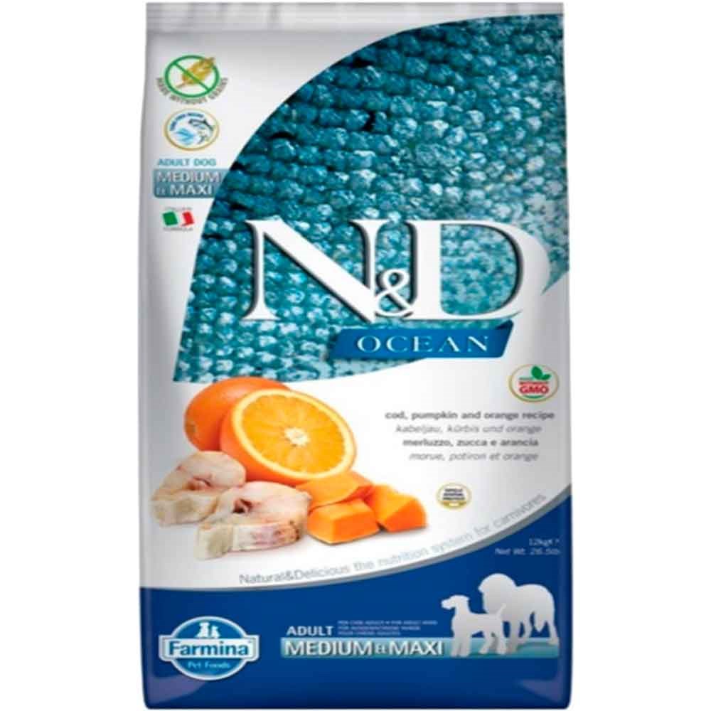 ND Ocean Tahılsız Köpek Maması Balkabaklı Morina Balıklı Medium Maxi 12 Kg 8010276036568 Amazon Pet Center