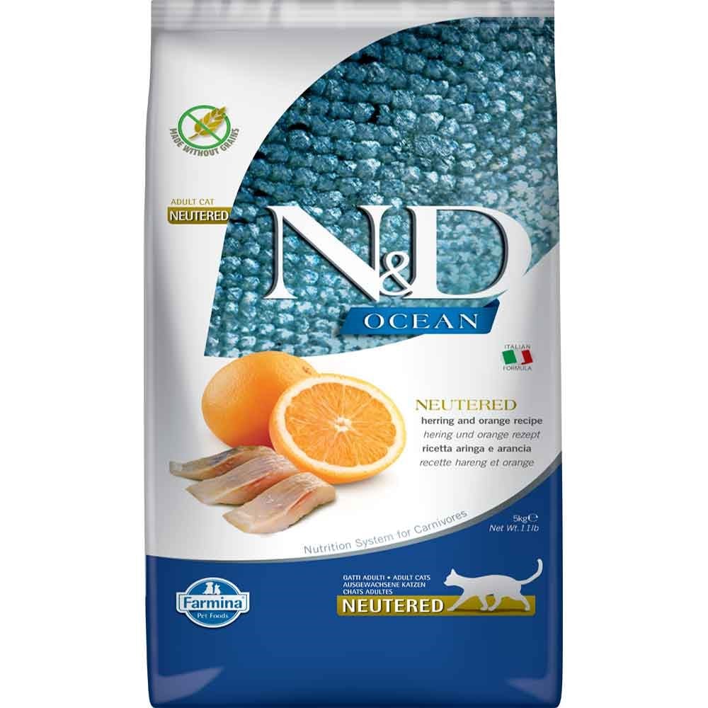 ND Ocean Tahılsız Ringa Balığı Ve Portakallı Kısır Kedi Maması 5 Kg 8010276040213 Amazon Pet Center