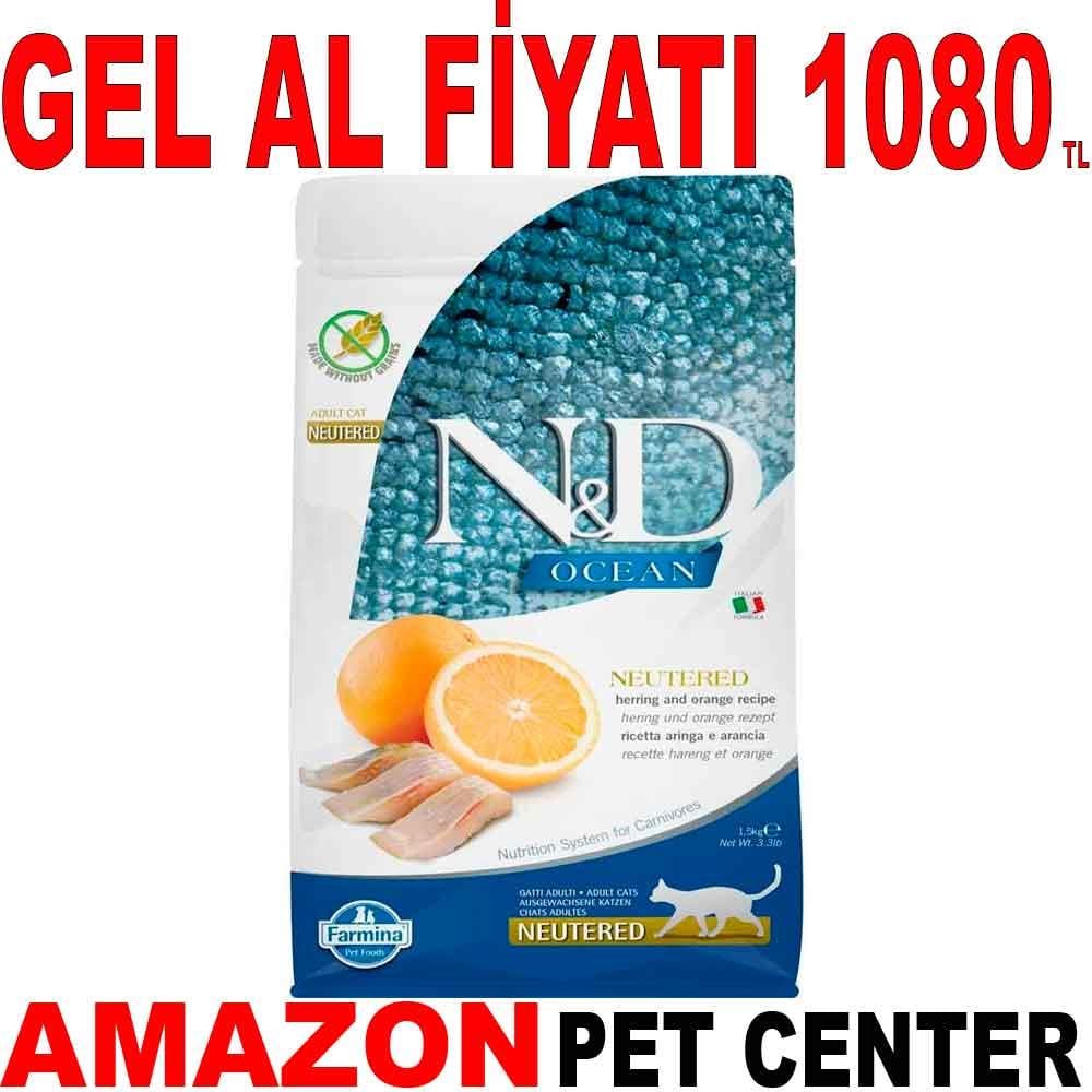 ND Ocean Tahılsız Ringa Balığı Ve Portakallı Kısır Kedi Maması 1,5 Kg 18777000 Amazon Pet Center