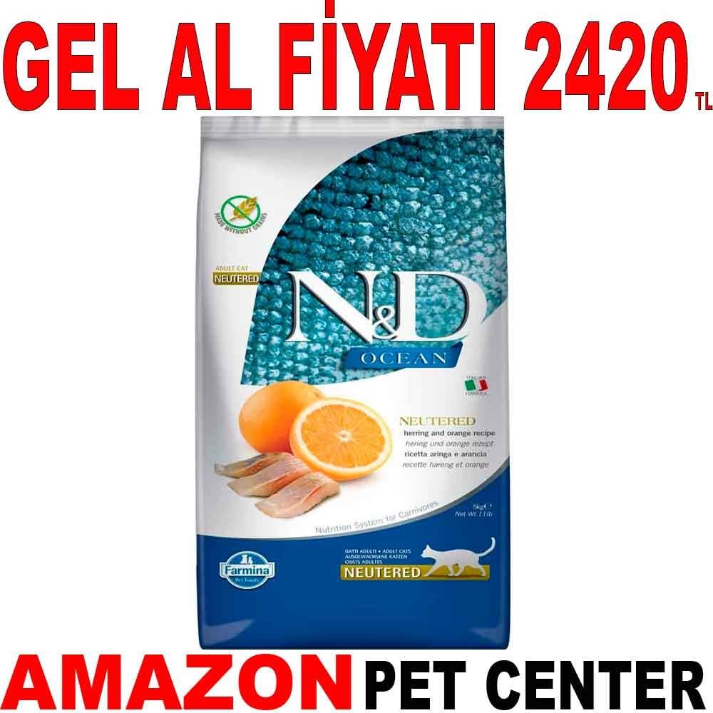 ND Ocean Tahılsız Ringa Balığı Ve Portakallı Kısır Kedi Maması 5 Kg 18776003 Amazon Pet Center