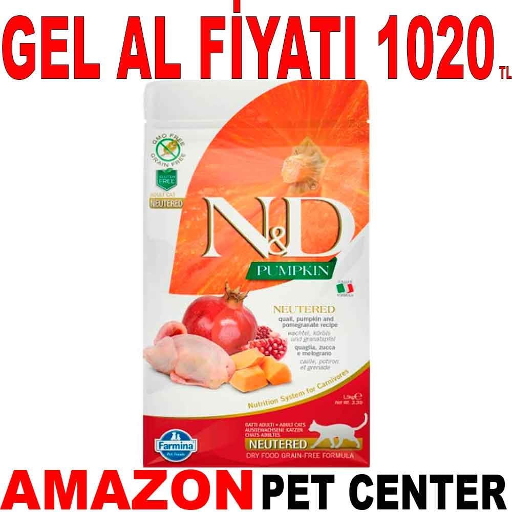ND Pumpkin Balkabaklı Bıldırcınlı Narlı Kısırlaştırılmış Kedi Maması 1,5 Kg 18577006 Amazon Pet Center