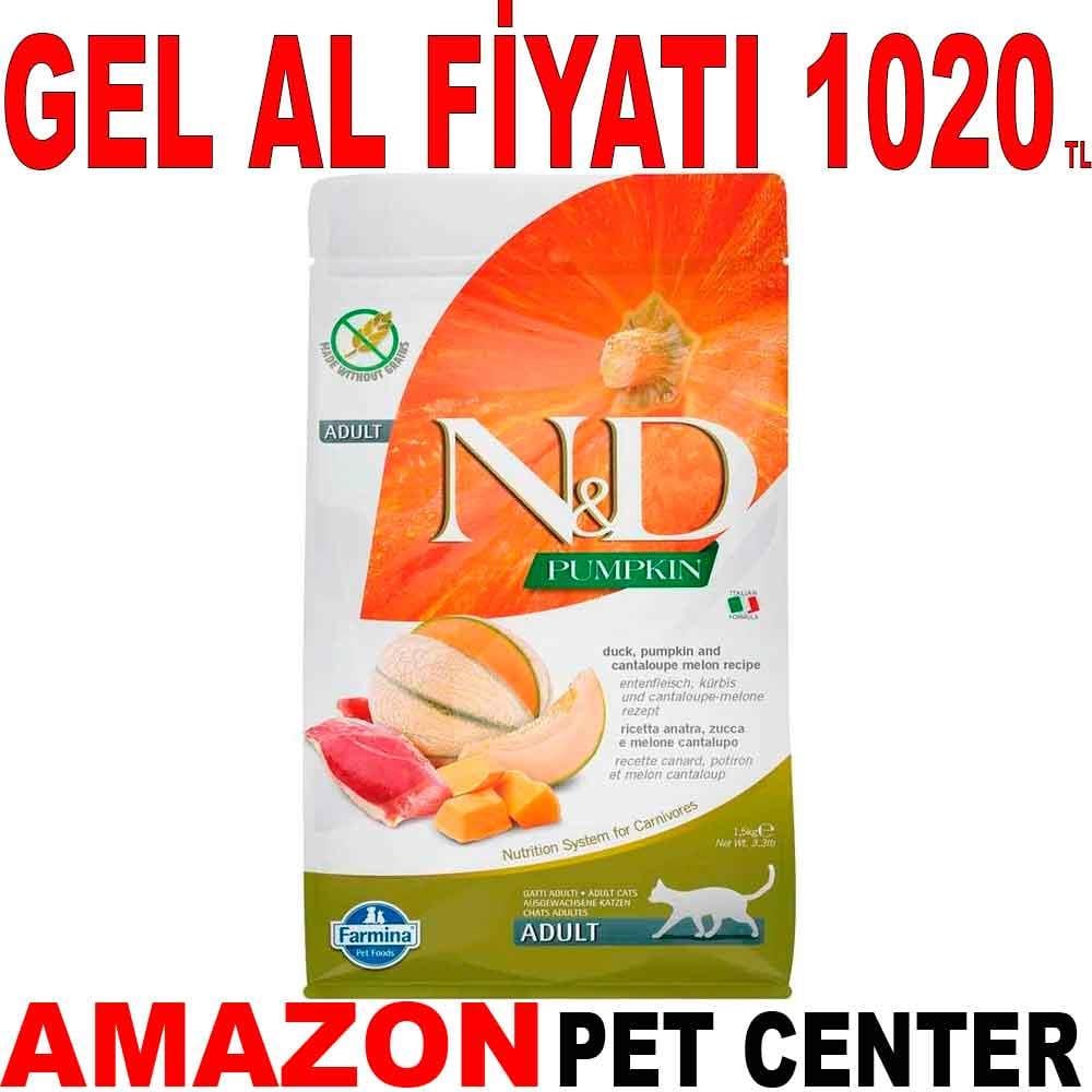 ND Pumpkin Tahılsız Ördekli Bal Kabaklı ve Kavunlu Kedi Maması 1.5 Kg 18574005 Amazon Pet Center