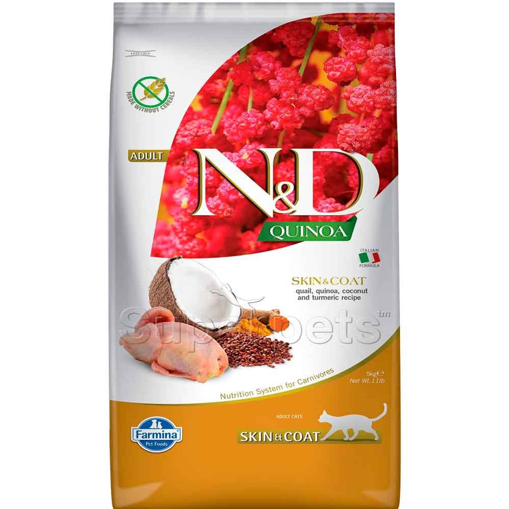 N&D Quinoa Skin Coat Bıldırcın Yetişkin Kedi Maması 5 kg 8010276036995 Amazon Pet Center